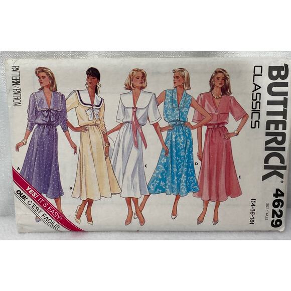 Vintage Lot of 5 Dress Butterick Sewing Patterns Woman Multi Sizes - Picture 3 of 5